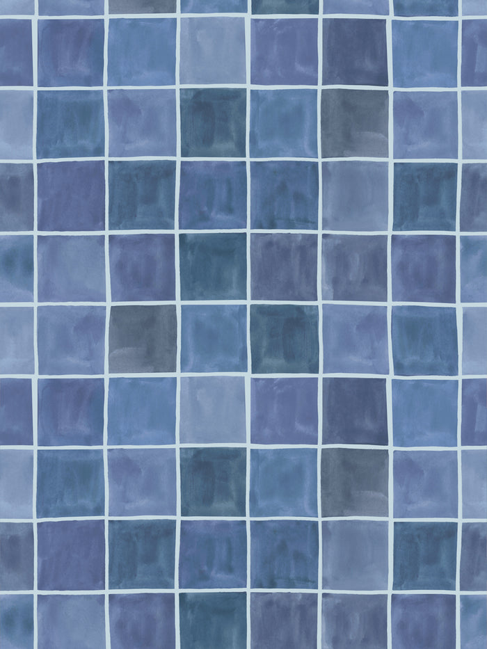 'Zellige' Wallpaper by Wallshoppe - Mediterranean Blue