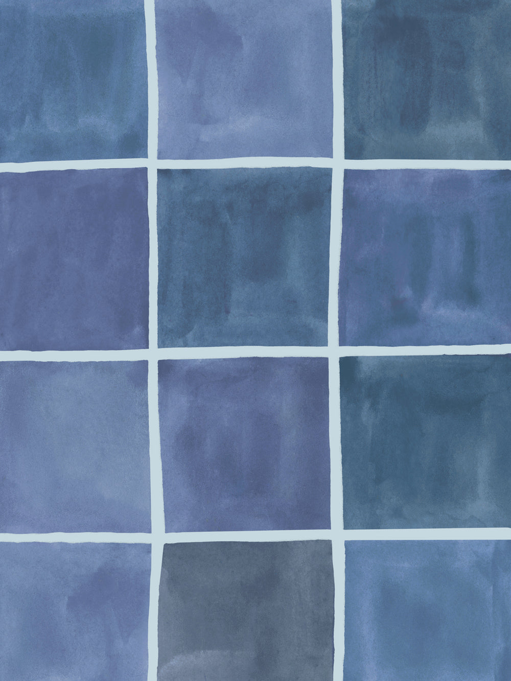 'Zellige' Wallpaper in Mediterranean Blue - Detail Close-Up