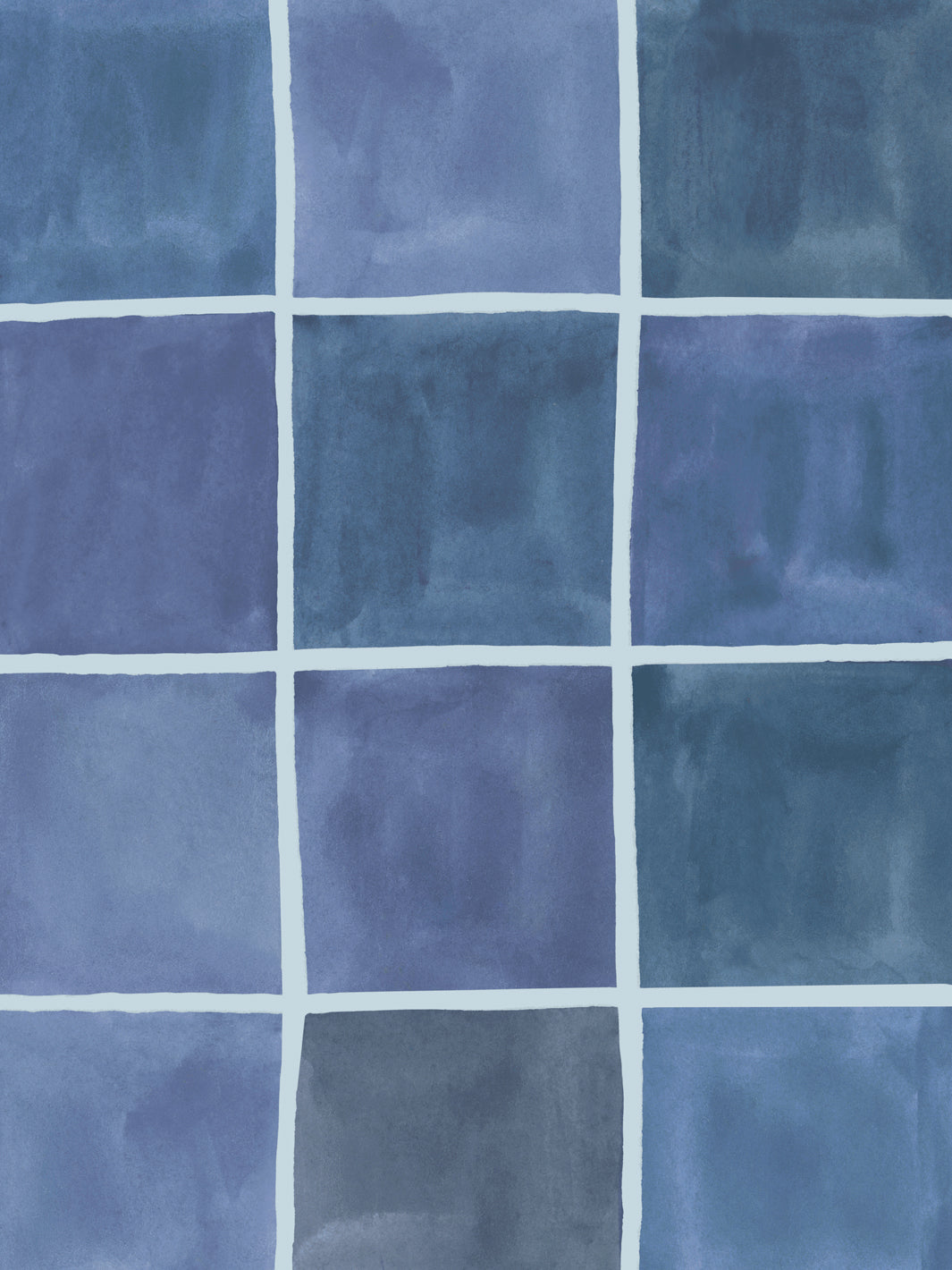 'Zellige' Wallpaper in Mediterranean Blue - Detail Close-Up