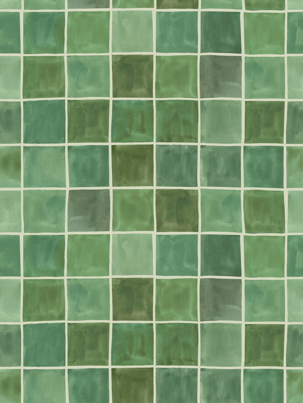 'Zellige' Wallpaper in Olive - Design Pattern
