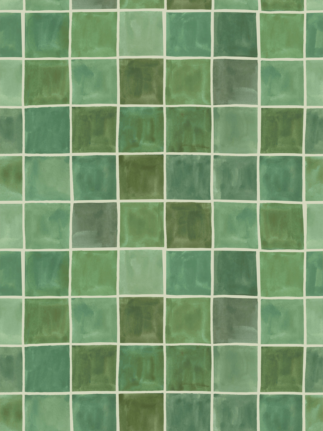 'Zellige' Wallpaper in Olive - Design Pattern