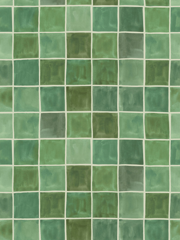 'Zellige' Wallpaper in Olive - Design Pattern