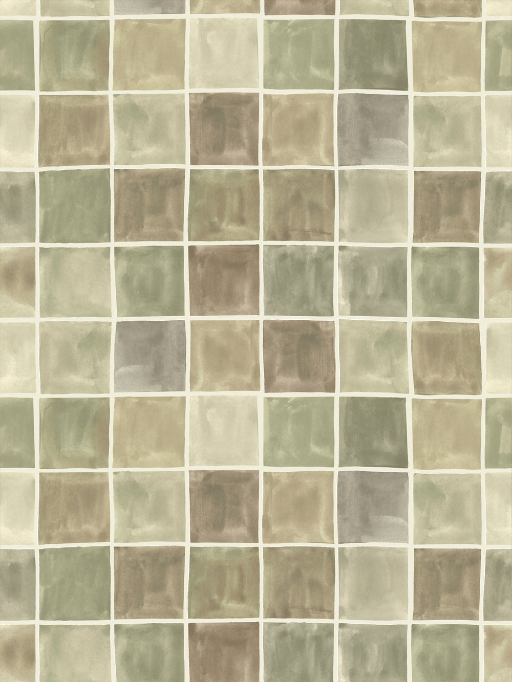 'Zellige' Wallpaper in Parchment - Design Pattern