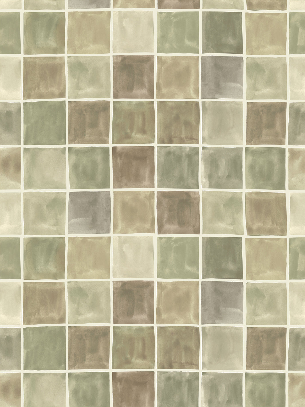 'Zellige' Wallpaper in Parchment - Design Pattern