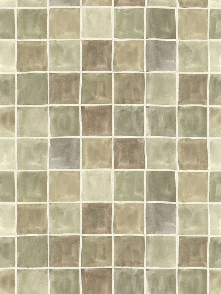 'Zellige' Wallpaper in Parchment - Design Pattern
