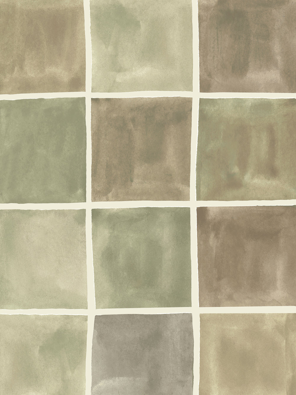 'Zellige' Wallpaper in Parchment - Detail Close-Up