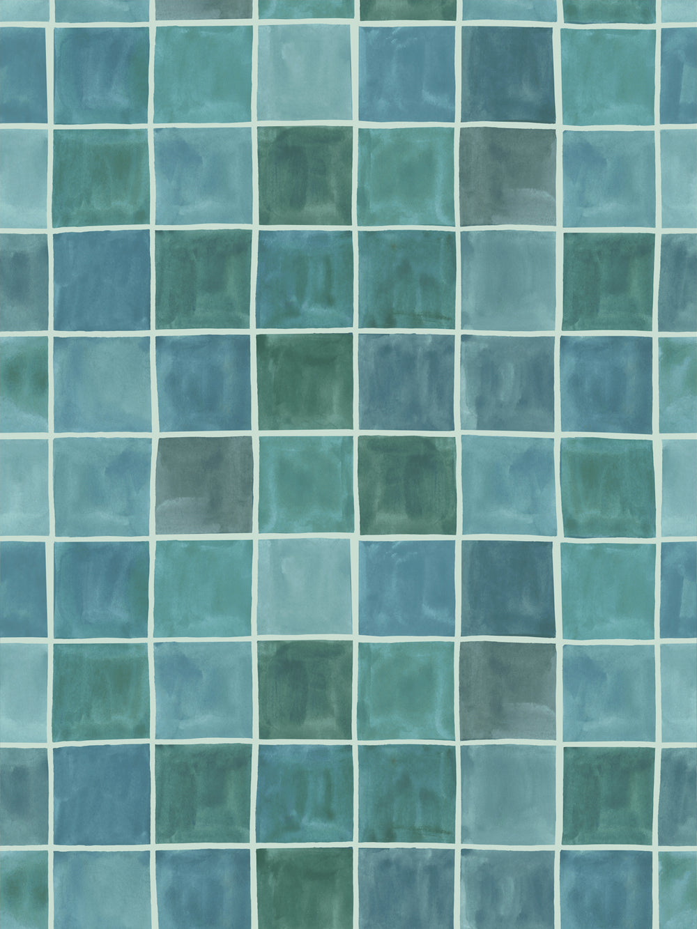 'Zellige' Wallpaper in Sea - Design Pattern