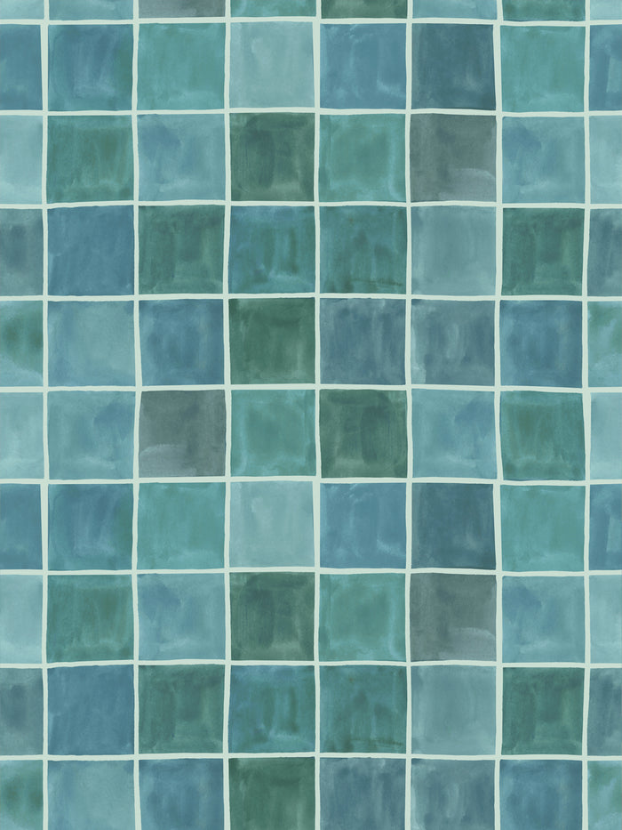 'Zellige' Wallpaper by Wallshoppe - Sea