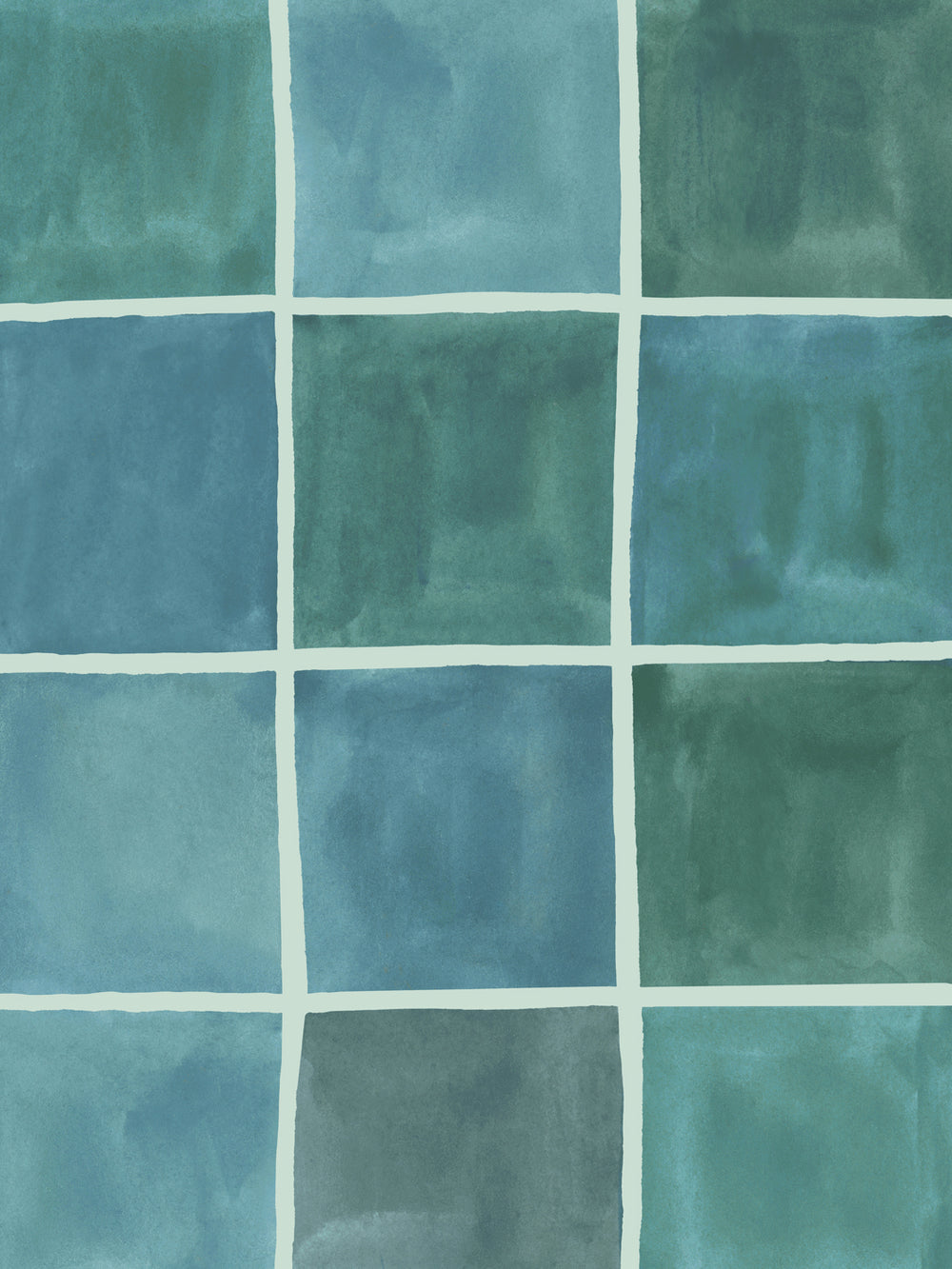 'Zellige' Wallpaper in Sea - Detail Close-Up