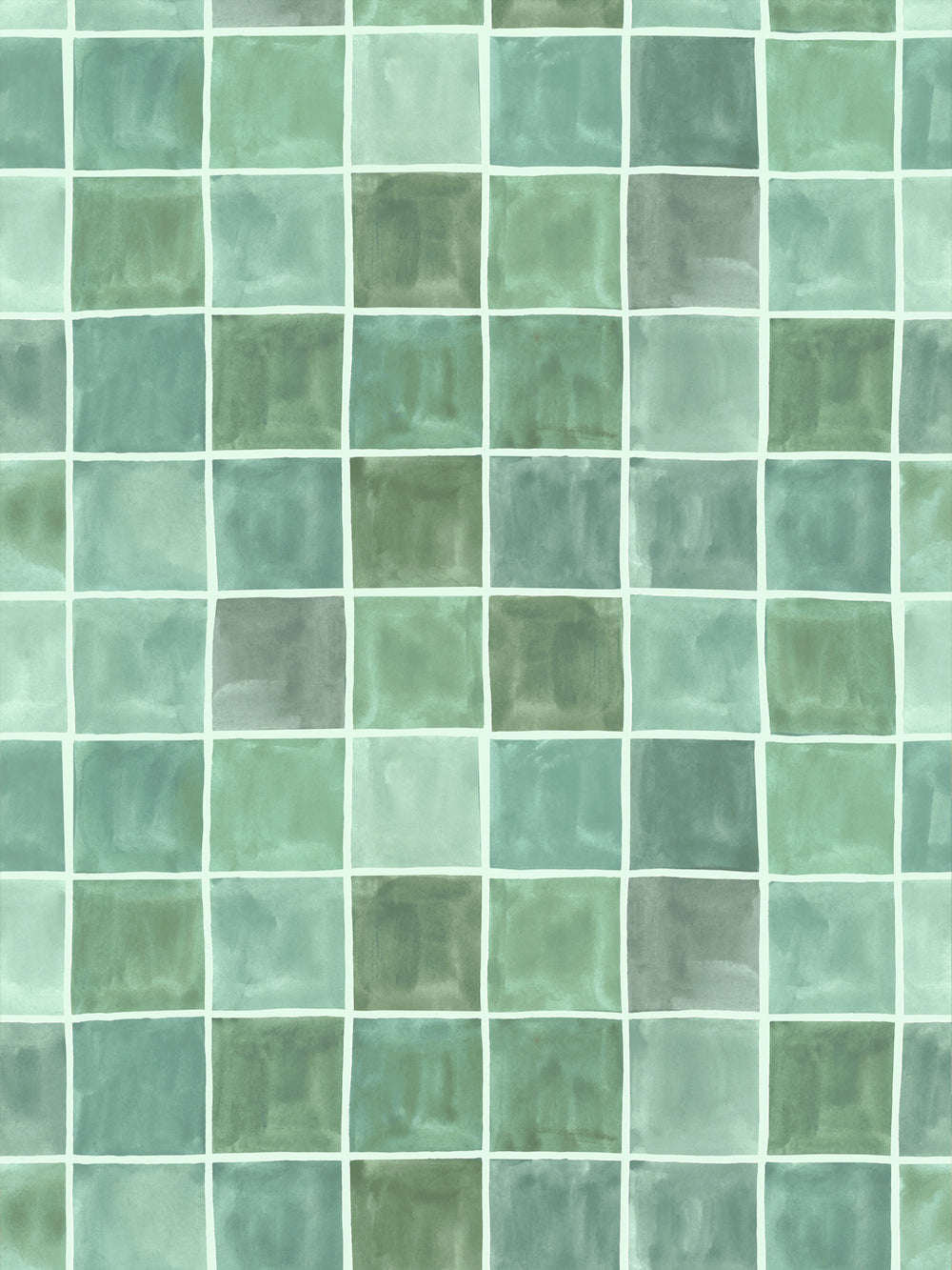 'Zellige' Wallpaper in Soft Jade - Design Pattern