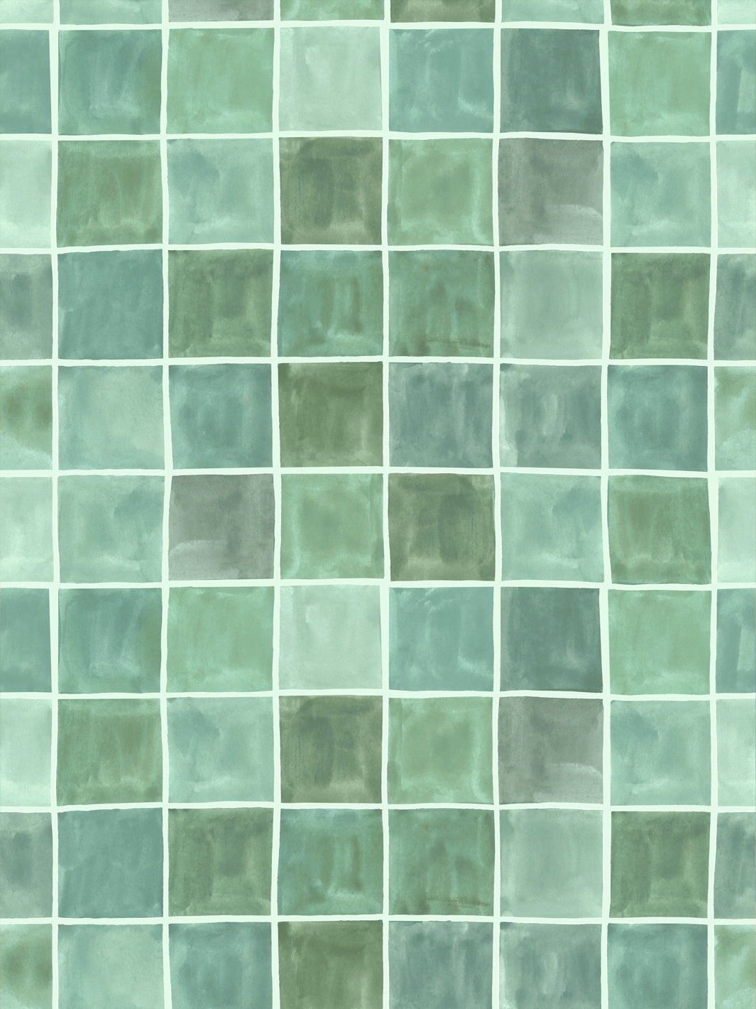 'Zellige' Wallpaper in Soft Jade - Design Pattern