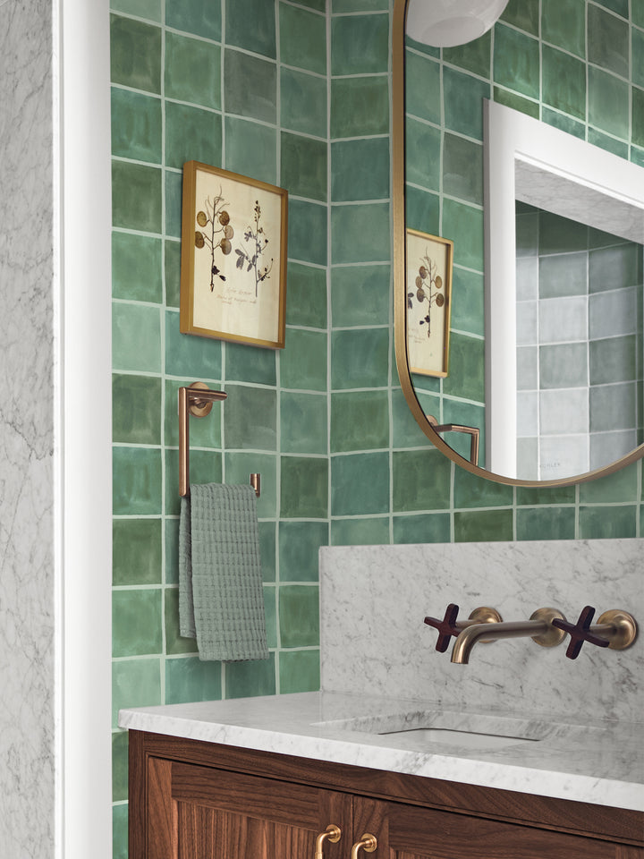 'Zellige' Wallpaper in Soft Jade - Room Scene