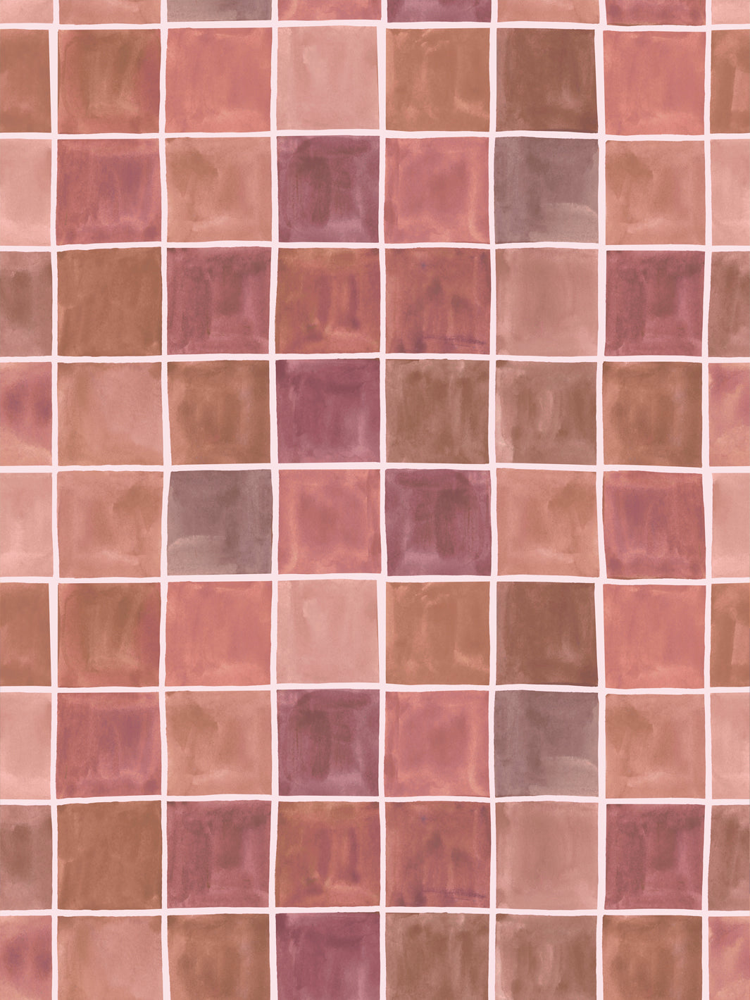 'Zellige' Wallpaper in Terra Rose - Design Pattern