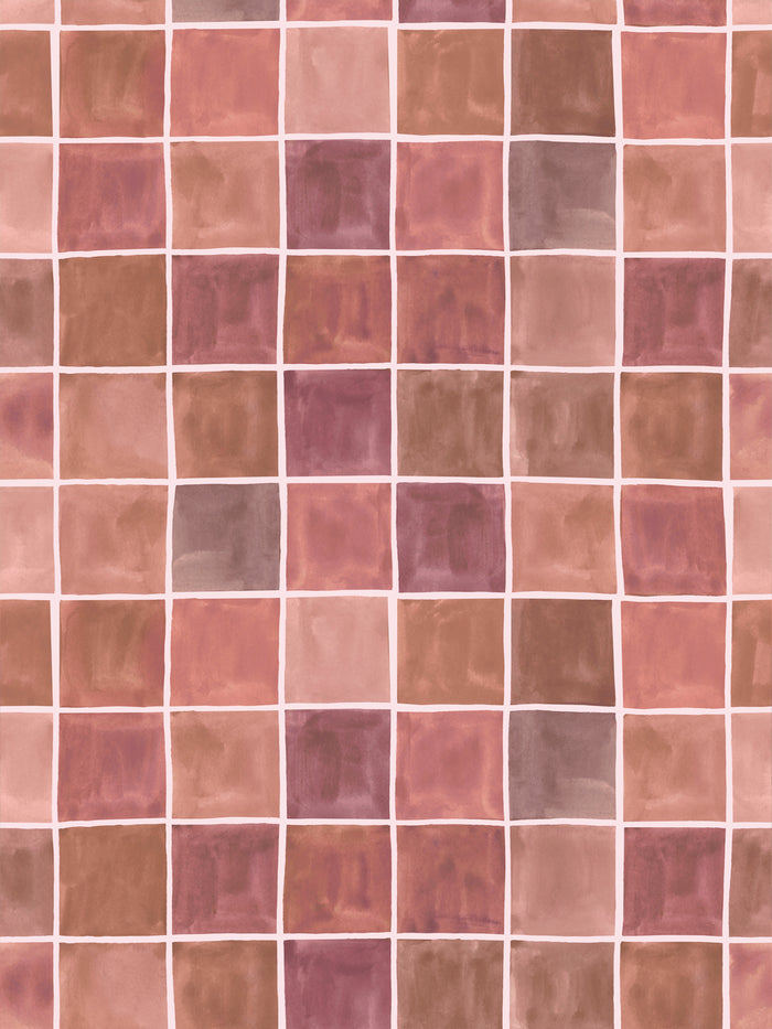 'Zellige' Wallpaper by Wallshoppe - Terra Rose