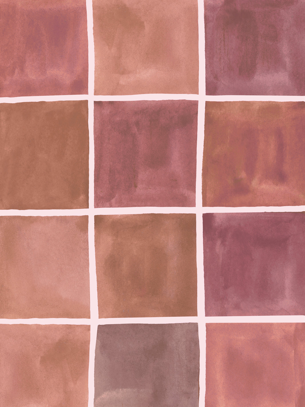 'Zellige' Wallpaper in Terra Rose - Detail Close-Up