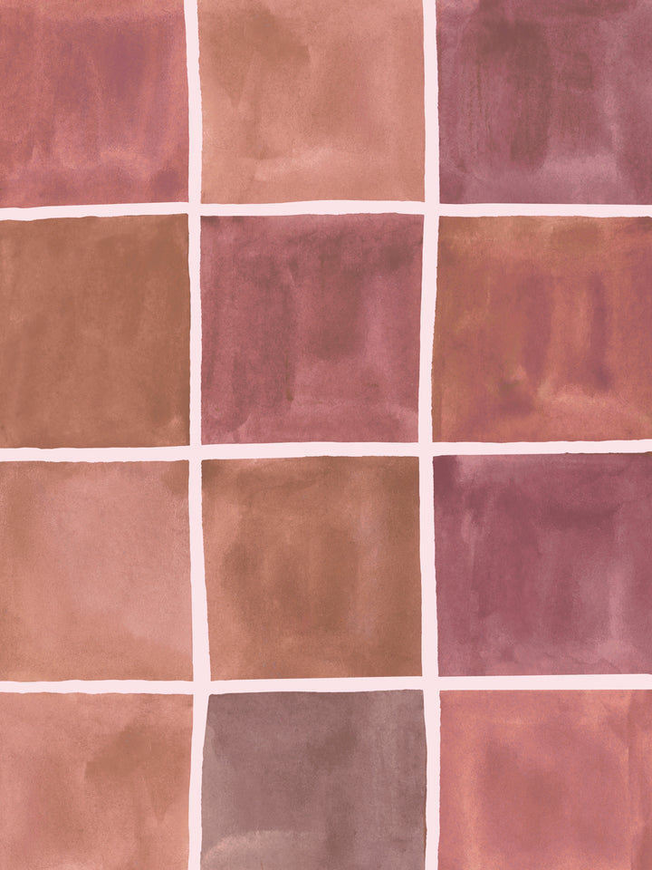 'Zellige' Wallpaper in Terra Rose - Detail Close-Up