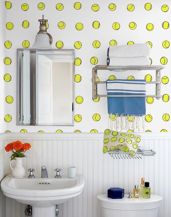 'Tennis Balls' Wallpaper by Clare V. - Yellow