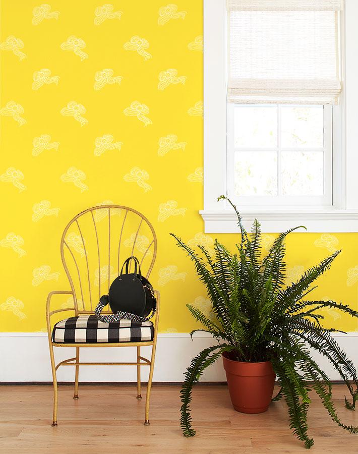 'Bows' Wallpaper by Clare V. - Yellow