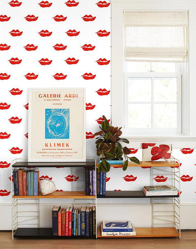 'Lips' Wallpaper by Clare V. - Red