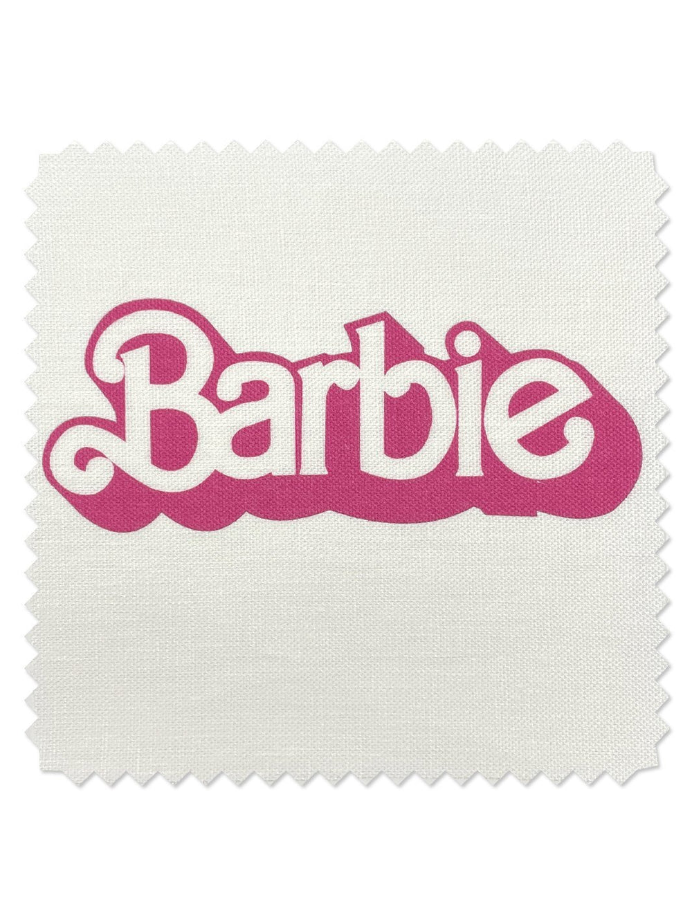 fabric by the yard 80s barbie logo white