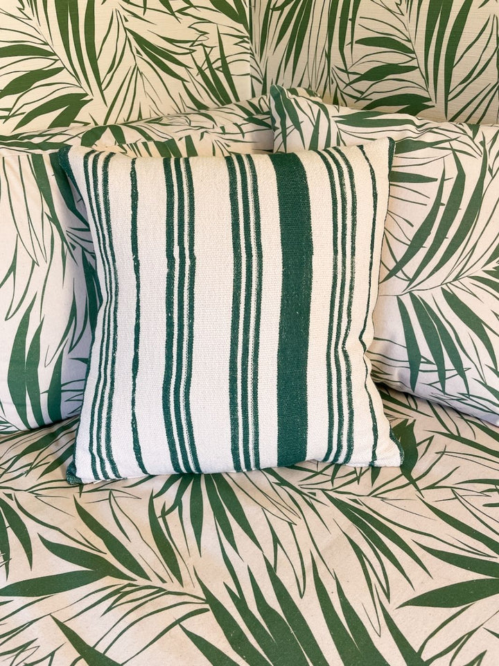 painted stripes throw pillow green on california cotton