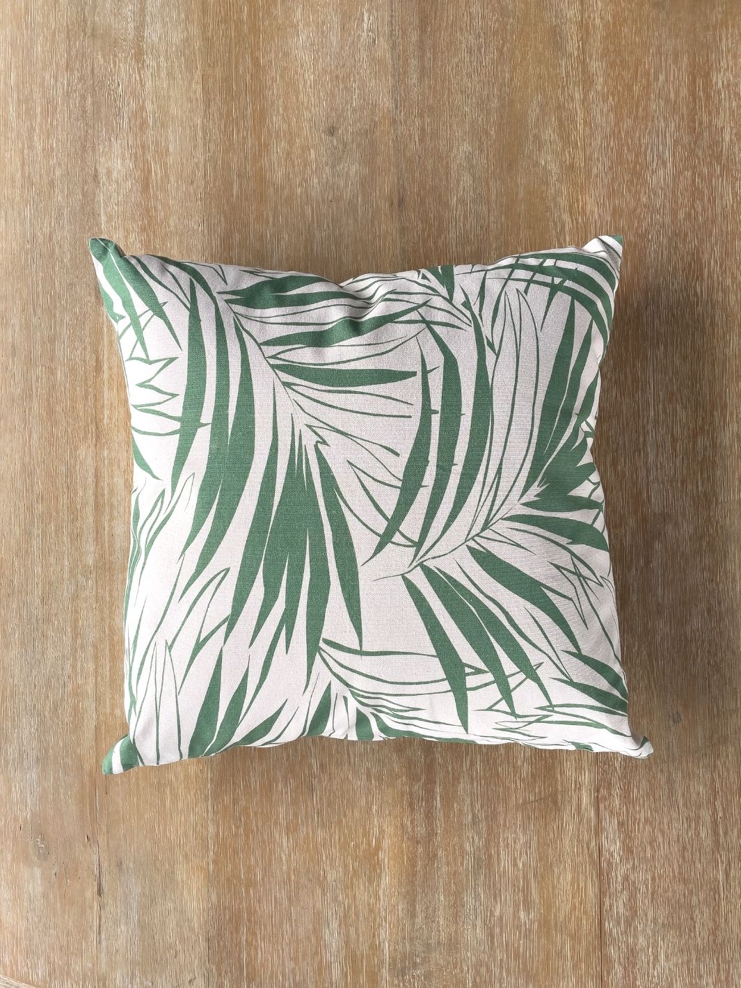 'Majesty Palm' Throw Pillow - Green on Raw Canvas