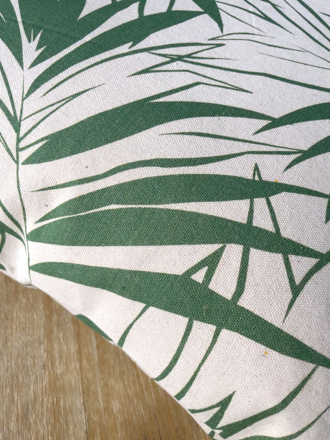 'Majesty Palm' Throw Pillow - Green on Raw Canvas