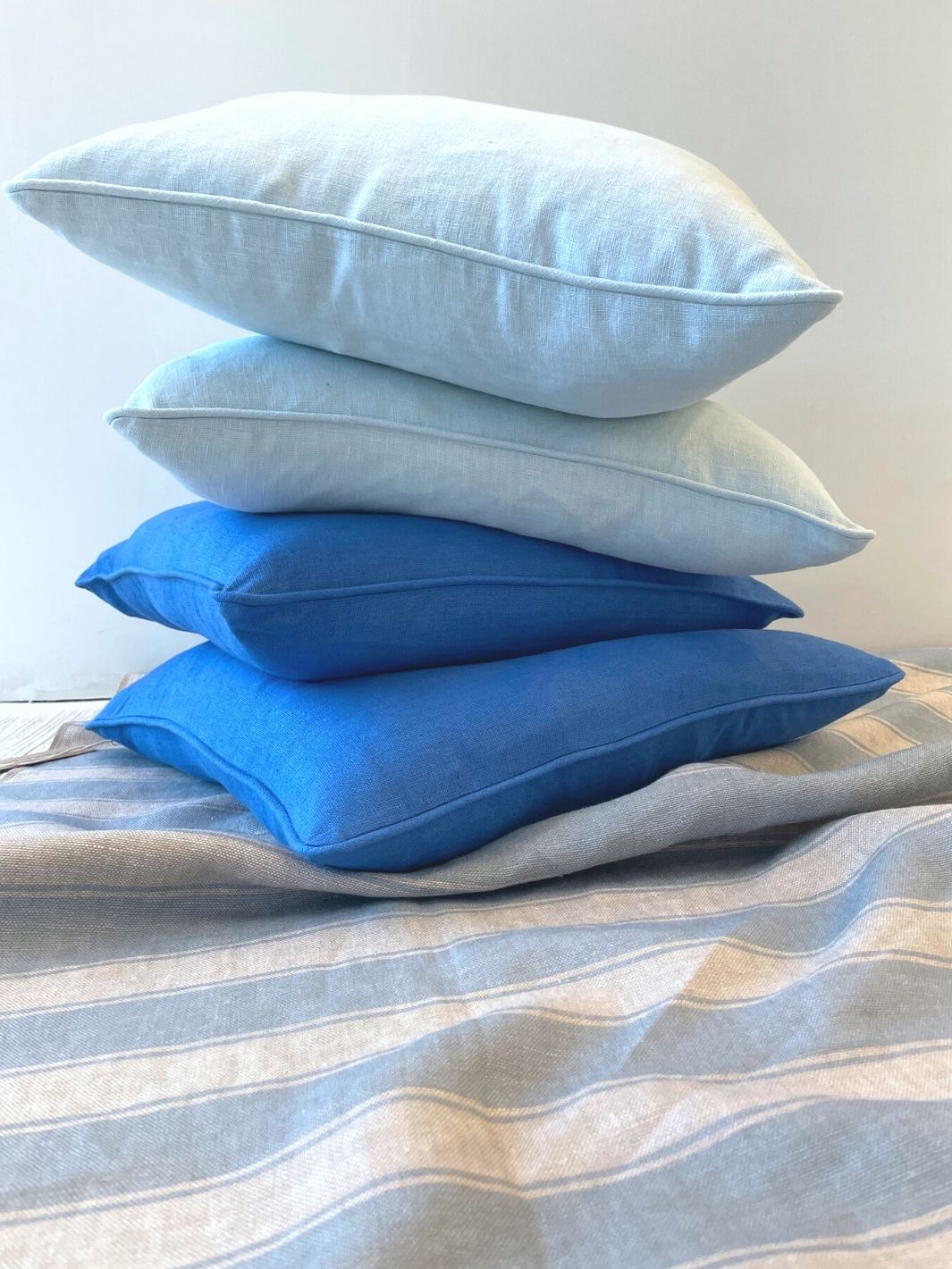 'Solid Throw Pillow - Cerulean Blue on Linen