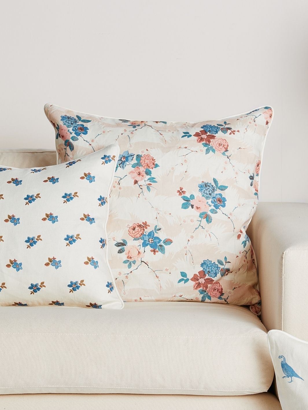 'Dora Chintz' Throw Pillow by Nathan Turner 24x24 - Pink + Blue on Linen