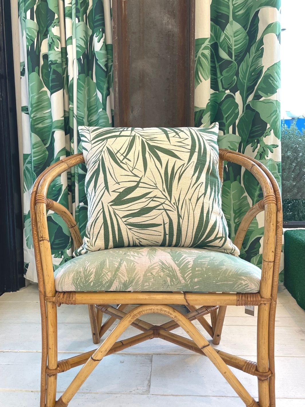 majesty palm throw pillow green on california cotton