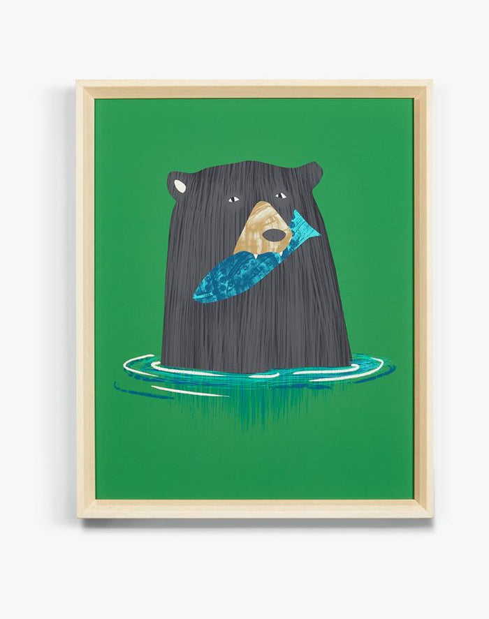 'A Bear And His Fish' Framed Art by Tea Collection