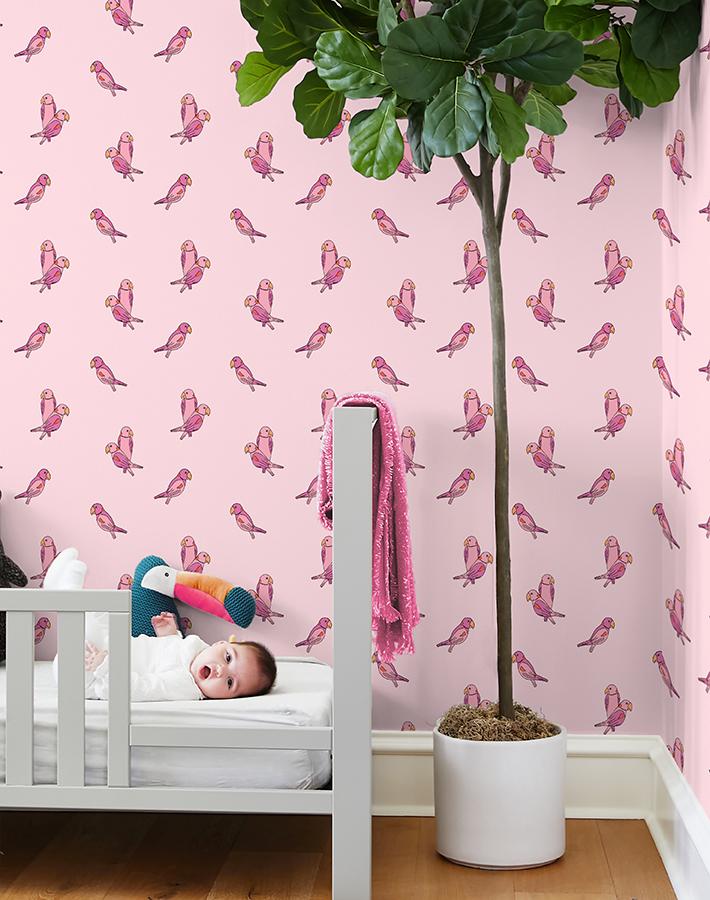 'Small Alexandrine Parakeet' Wallpaper by Tea Collection - Ballet Slipper