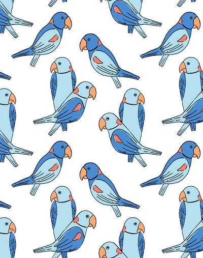 'Alexandrine Parakeet' Wallpaper by Tea Collection - Blue