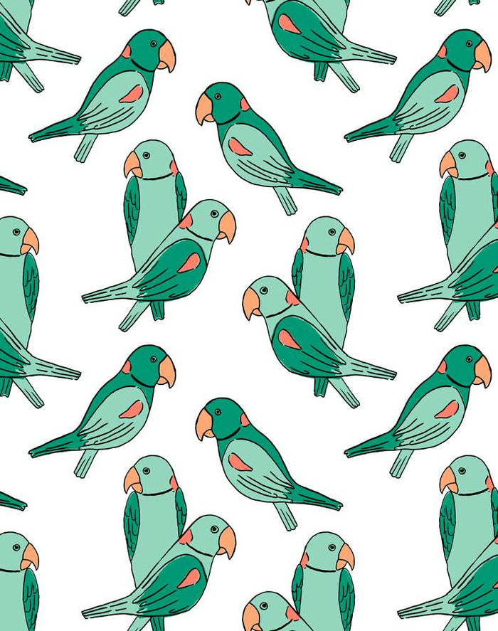'Alexandrine Parakeet' Wallpaper by Tea Collection - Caribbean