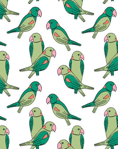 'Alexandrine Parakeet' Wallpaper by Tea Collection - Green