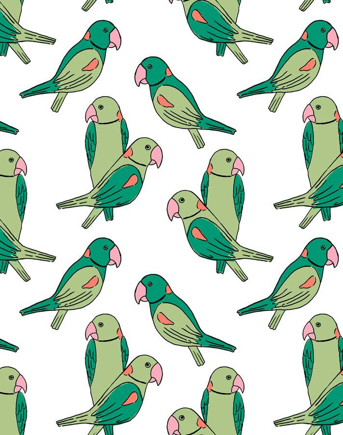'Alexandrine Parakeet' Wallpaper by Tea Collection - Green