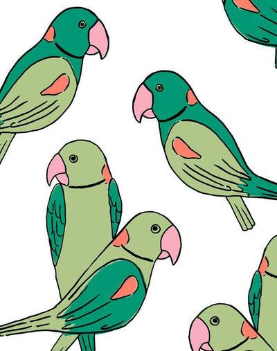 'Alexandrine Parakeet' Wallpaper by Tea Collection - Green