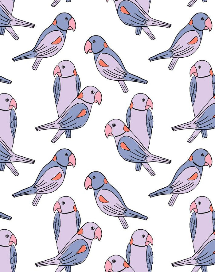 'Alexandrine Parakeet' Wallpaper by Tea Collection - Lavender