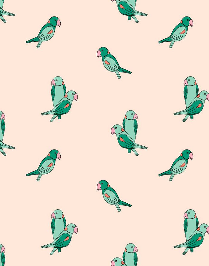 'Small Alexandrine Parakeet' Wallpaper by Tea Collection - Caribbean