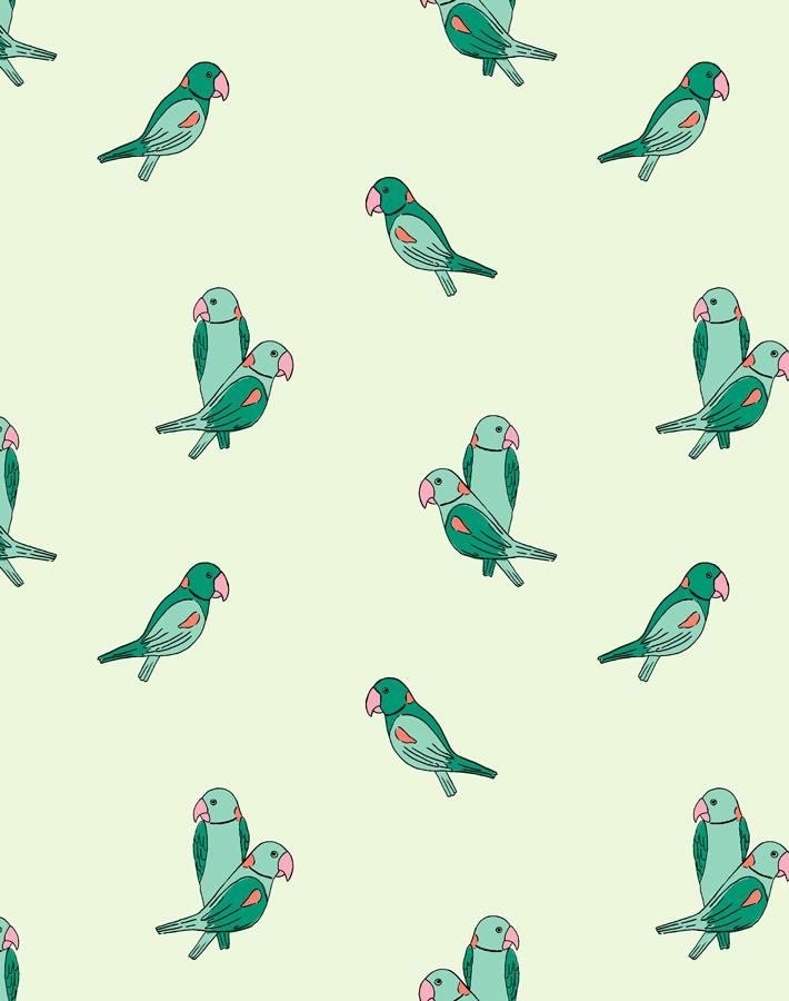 'Small Alexandrine Parakeet' Wallpaper by Tea Collection - Emerald