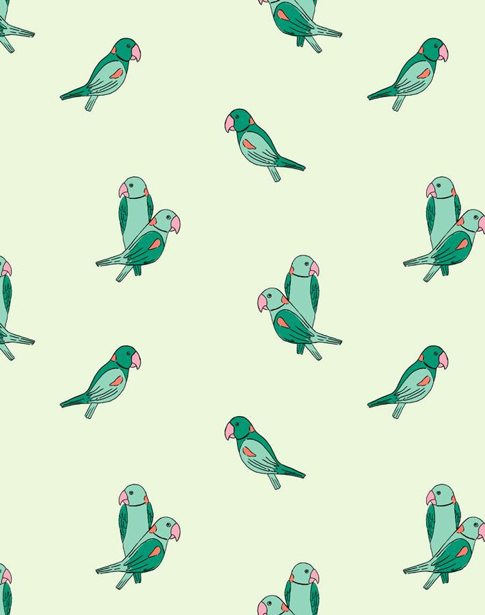 'Small Alexandrine Parakeet' Wallpaper by Tea Collection - Emerald