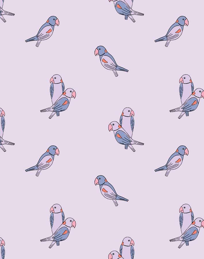 'Small Alexandrine Parakeet' Wallpaper by Tea Collection - Lavender