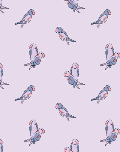'Small Alexandrine Parakeet' Wallpaper by Tea Collection - Lavender