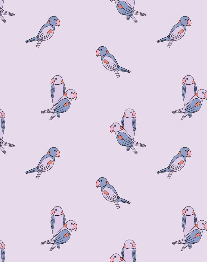 'Small Alexandrine Parakeet' Wallpaper by Tea Collection - Lavender