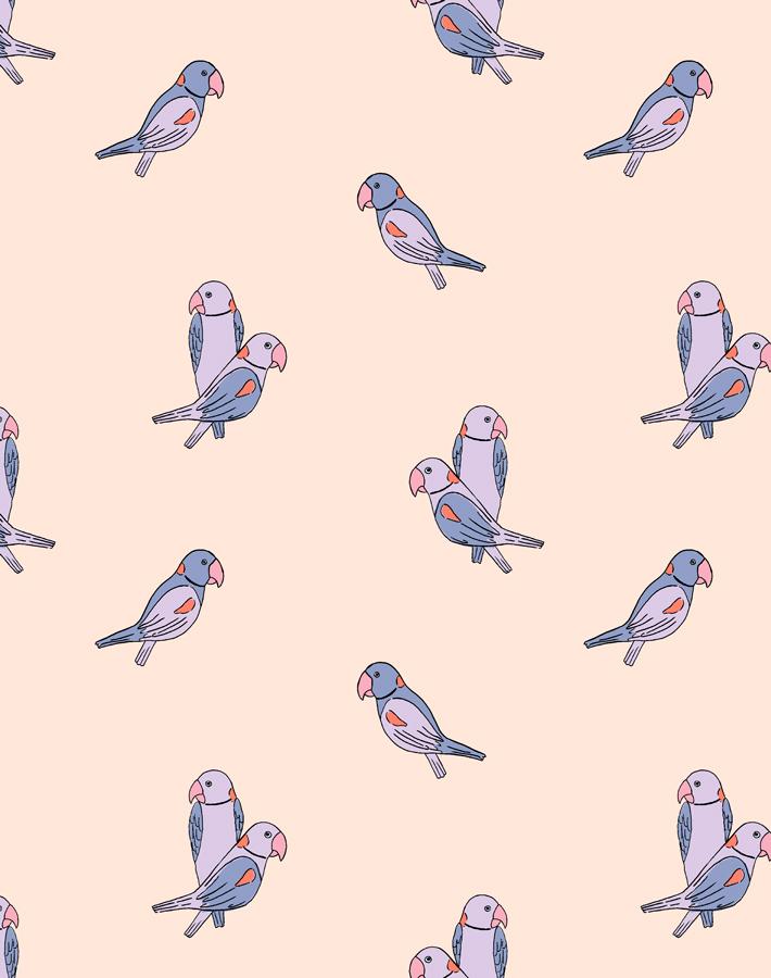 'Small Alexandrine Parakeet' Wallpaper by Tea Collection - Lilac