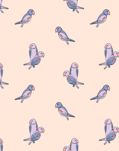 'Small Alexandrine Parakeet' Wallpaper by Tea Collection - Lilac