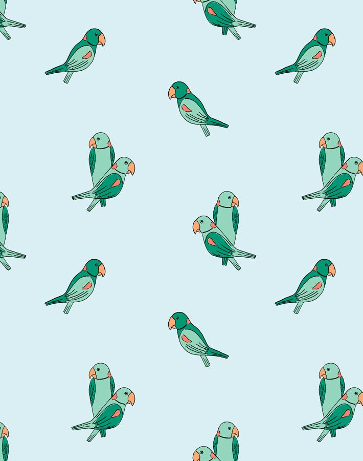 'Small Alexandrine Parakeet' Wallpaper by Tea Collection - Pale