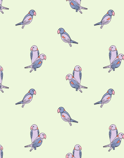 'Small Alexandrine Parakeet' Wallpaper by Tea Collection - Pistachio