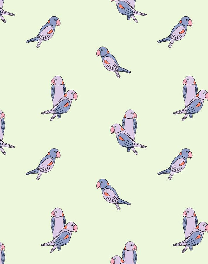 'Small Alexandrine Parakeet' Wallpaper by Tea Collection - Pistachio