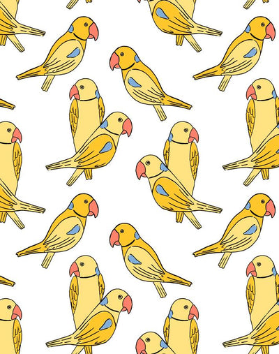 'Alexandrine Parakeet' Wallpaper by Tea Collection - Yellow